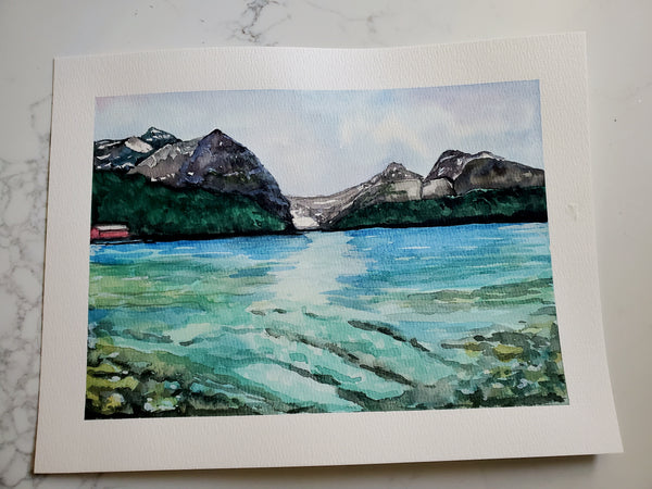 Original Watercolor Painting "Spring Thaw, Lake Louise, Alberta Canada" 9x12