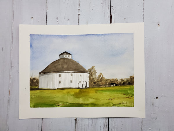 Original Watercolor Painting "Singleton Round Barn" Washinton, Indiana 9x12