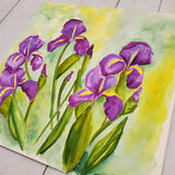 Watercolor Painting Class Iris Bouquet Private Class