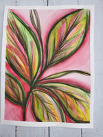 Original Watercolor Painting "Tropical Leaves" 9x12