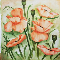 Watercolor Painting Class Poppy Bouquet Private Class