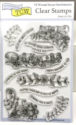 Clear Stamp "Sweet Sentiments"  4x6 Stamp Set from The Crafter's Workshop