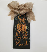Glittery Halloween Pumpkin Stack Tag or Doorknob Hanger Kit
