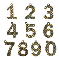 Vintage Number Charms 0-9 10 Pc Set
