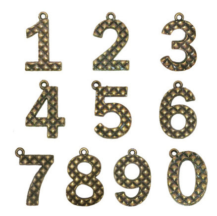 Vintage Number Charms 0-9 10 Pc Set
