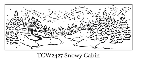16½x6  Stencil Snowy Cabin