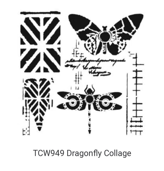 Dragonfly Collage Stencil from The Crafter's Workshop