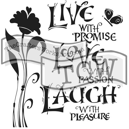 The Crafter's Workshop "Live, Love, Laugh" Stencil 6x6 Zenspirations