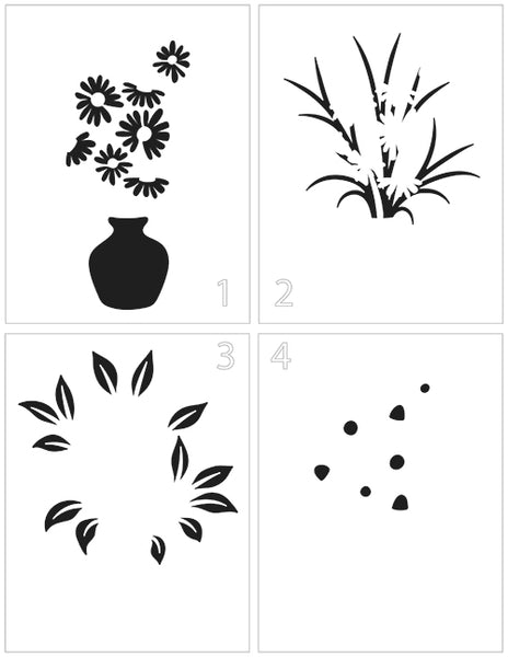 A2 Layered Flower Vase Stencil